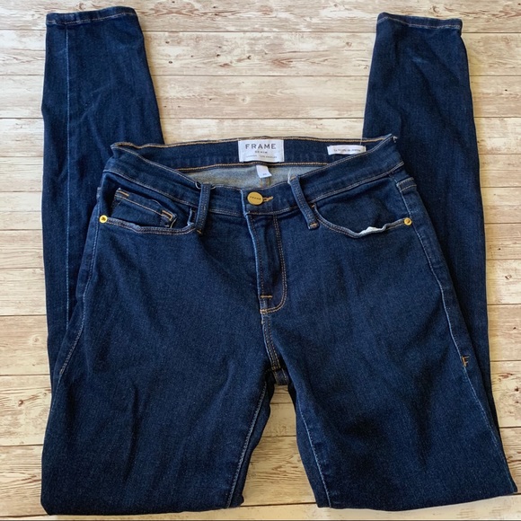 Frame Le Skinny de Jeanne Dark Wash Skinny Jeans Grove St - Picture 3 of 9